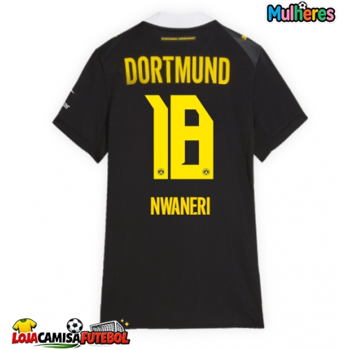 Camisa de Futebol Borussia Dortmund Ethan Nwaneri #18 Equipamento Secundário Mulheres 2026-27 Manga Curta